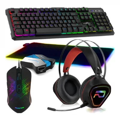GENERIQUE Pack Clavier Souris Gamer Tapis LED CrossGame Casque GTA 230 pour Switch, PS4, XB1