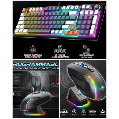 SPIRIT OF GAMER Pack Clavier + Souris - XPERT - K350 - M&eacute;canique - RGB - 8000 DPI