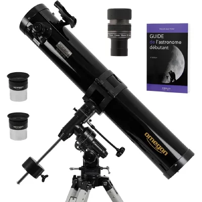 OMEGON Pack Complet T&eacute;lescope  130/920 EQ3 + Zoom + Guide D&eacute;butant + Oculaires + Vis&eacute;e