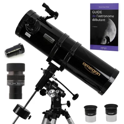 OMEGON Pack Complet T&eacute;lescope  150/750 EQ3 + Zoom + Guide D&eacute;butant + Oculaires + Barlow + Viseur
