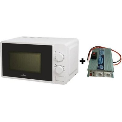 HTC EQUIPEMENT Pack Convertisseur de Tension 12/220V 1200W avec T&eacute;l&eacute;commande - Micro-onde Hign One 220V 20L 700W 