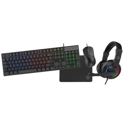 BRAND Pack d'accessoires gamer pour PC, Clavier AZERTY, Souris - Casque gaming, tapis de souris 