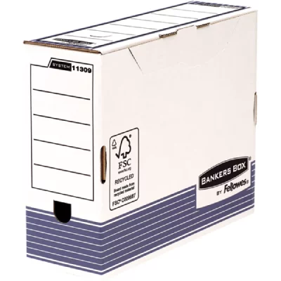 FELLOWES Pack de 10 Bo&icirc;te d'archives System Format A4+ 100 mm Bleu et Blanc