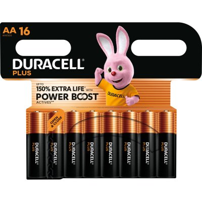 DURACELL Pack de 16 Piles alcalines type AA  Plus 1,5 V Noir et Orange