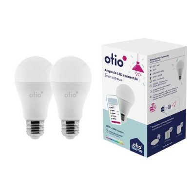 OTIO Pack de 2 ampoules connect&eacute;es WIFI LED E27 RGB - Home