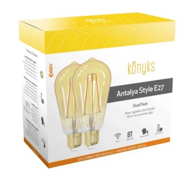 KONYKS Pack de 2 ampoules Vintage E27 Wi-Fi + Bluetooth Antalya Style