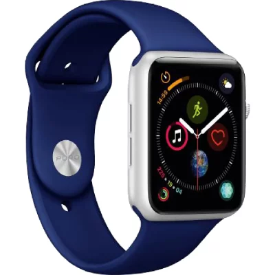 PURO Pack de 2 Bracelets Silicone Icon pour Watch 42-44-45 mm S/M +M/L Bleu nuit  - Neuf