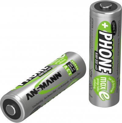 ANSMANN Pack de 2 pile rechargeable AA Mignon 800mAh PHONE DECT 
