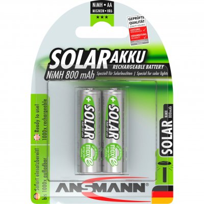 ANSMANN Pack de 2 pile rechargeable SOLAIRE AA Mignon  800mAh