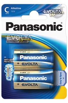 PANASONIC Pack de 2 piles alcaline LR14 C  Evolta 