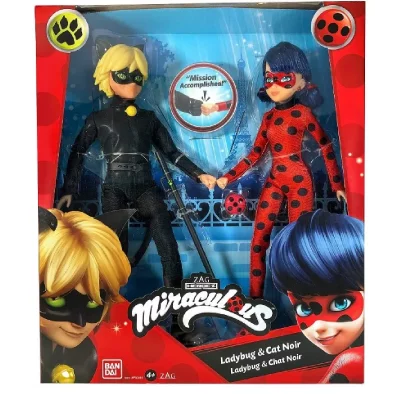 BANDAI Pack de 2 poup&eacute;es miraculous ladybug et chat noir 26 cm FC-1-14760334