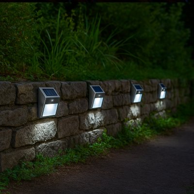 LUMISKY Pack de 2 Spots solaires mural ext&eacute;rieur &eacute;tanches - 3 LEDs - 