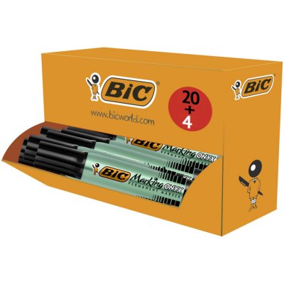 BIC Pack de 24 marqueurs permanents  Onyx 1481 - pointe biseaut&eacute;e noire