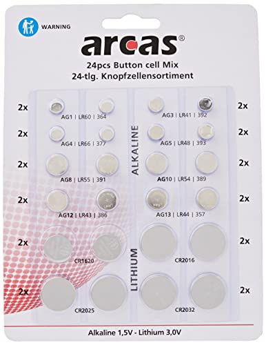 ARCAS Pack de 24 piles bouton AG1 till CR2032 0% Mercury (12752400) - 