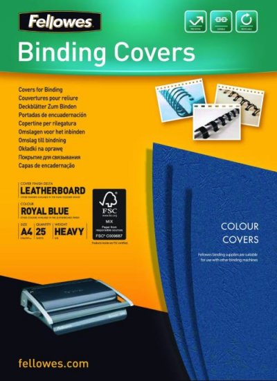 FELLOWES Pack de 25 Couvertures de reliure  Delta Grain Cuir Bleu