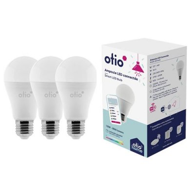 OTIO Pack de 3 ampoules connect&eacute;es WIFI LED E27 RGB - Home 