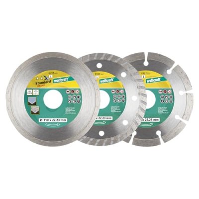 WOLFCRAFT Pack de 3 disques &agrave; tron&ccedil;onner diamant  8392000 &Oslash;110 mm x 22.2 mm