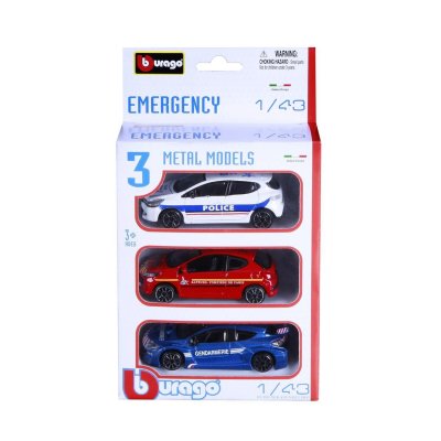 BBURAGO Pack de 3 v&eacute;hicules d'urgence Collection Emergency 1/43 