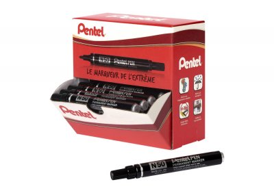 PENTEL Pack de 36 marqueurs permanents pointe ogive N50 dont 6 gratuits noirs.