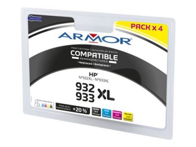 ARMOR Pack de 4 cartouches jet d'encre compatible HP932/933 haute capacit&eacute; 