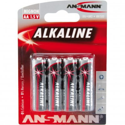 ANSMANN Pack de 4 piles  Alcaline Mignon AA