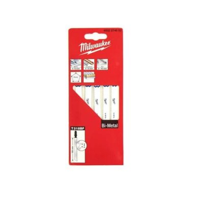 MILWAUKEE Pack de 5 lames scie sauteuse m&eacute;tal 105 mm denture de 2 mm Bi-metal 4932274653