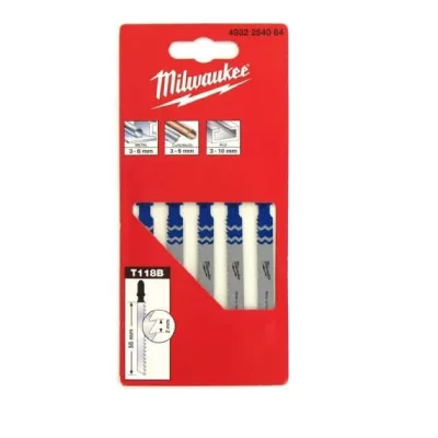 MILWAUKEE Pack de 5 lames scie sauteuse m&eacute;tal 55 mm denture de 2 mm 4932254064