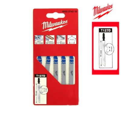 MILWAUKEE Pack de 5 lames scie sauteuse  m&eacute;tal 75 mm denture de 3 mm 4932274315