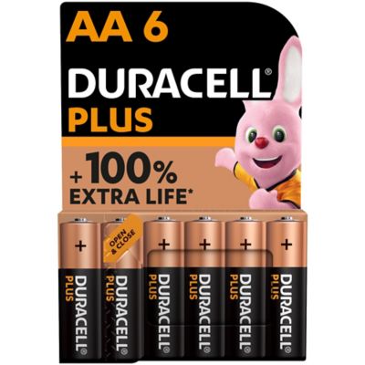 DURACELL Pack de 6 piles alcalines AA  Plus 1,5V LR06 Noir 