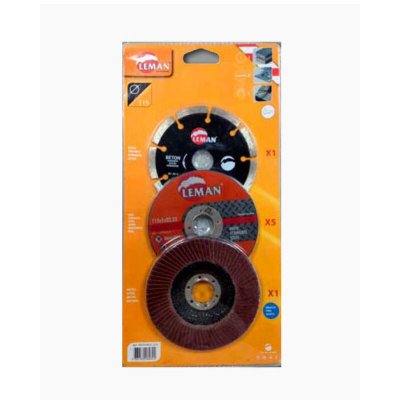 LEMAN Pack disques meuleuse 125 mm b&eacute;ton - inox - m&eacute;tal