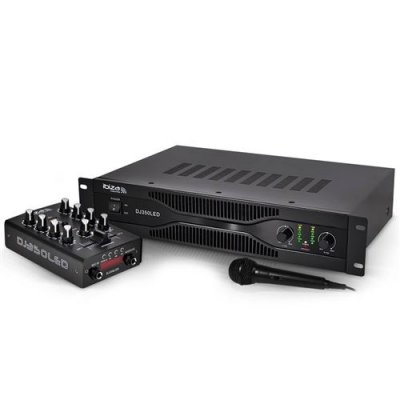IBIZA SOUND Pack DJ KARAOKE SONO Ampli st&eacute;r&eacute;o 2x250W + Table de mixage 2 canaux USB-BLUETOOTH + Micro