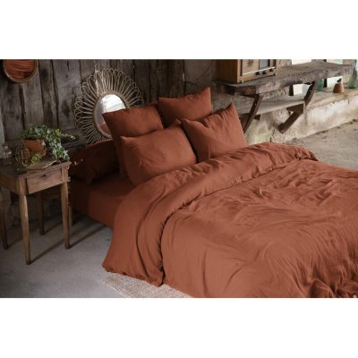 L EFFET PAPILLON Pack Double Gaze de Coton Housse de Couette 260 x 240 cm + 2 taies d'oreiller 60 x 60 Orange Orange