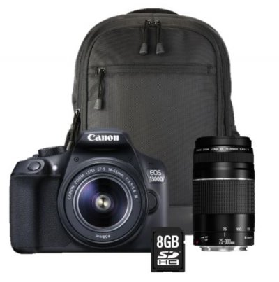 CANON Pack EOS 1300D + 18-55 + 75-300 + BAG + Carte 8G