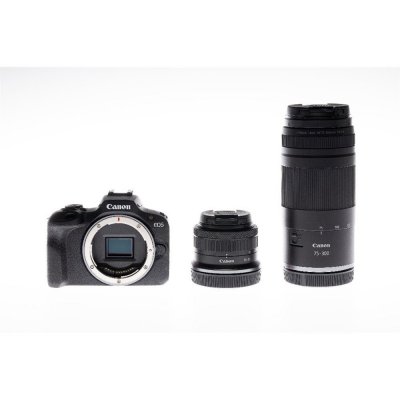 CANON Pack EOS R100 + RF-S 18-45mm F4.5-6.3 IS STM + RF 75-300mm F4-5.6 + Batterie