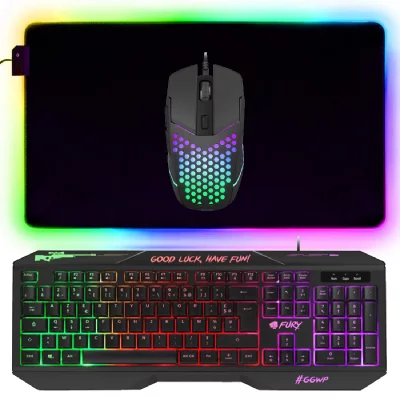 GENERIQUE pack gamer battle royale 3 en 1 clavier souris tapis r&eacute;tro&eacute;clairage rgb 
