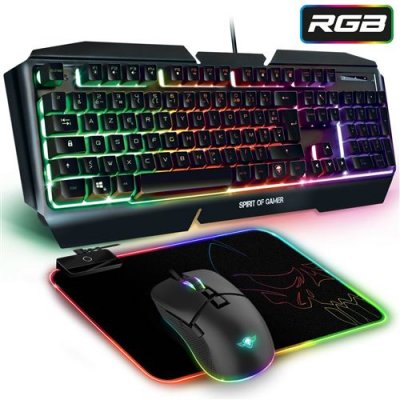 SPIRIT OF GAMER Pack Gaming 3 en 1 Clavier + Souris + Tapis de souris  Ultimate 500