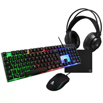THE G LAB Pack gaming 4-en-1 THE G-LAB COMBO NEON clavier souris tapis casque Noir - Neuf