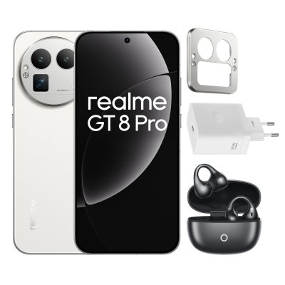 REALME Pack GT8 PRO 16/512 Go Blanc + kit deco Blanc + Chargeur 120W blanc + Buds Clip noir
