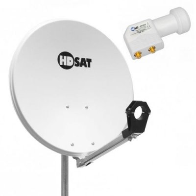 HDSAT Pack  Parabole satellite acier 65cm + LNB Twin HD 4K 0,1dB id&eacute;al Astra Eutelsat