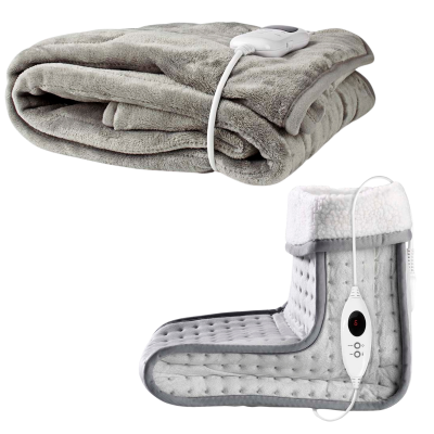 NEDIS Pack Hiver  Chauffe-pieds + Couverture Chauffante