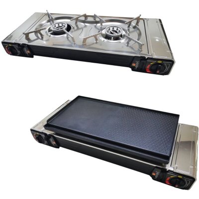 INCASA PACK  R&eacute;chaud &agrave; gaz portable + Plancha / Grill pour r&eacute;chaud &agrave; gaz