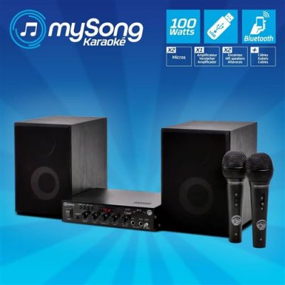 MY DEEJAY Pack KARAOKE MY SONG enceintes HIFI + 1 ampli 2x50W + 2 micros USB/BT