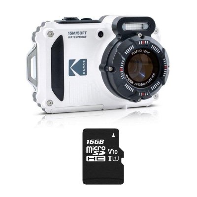  Pack Kodak PIXPRO WPZ2 Appareil Photo Num&eacute;rique Sous-Marin 15m 16MP WiFi Blanc + 1 Carte SD 16Go