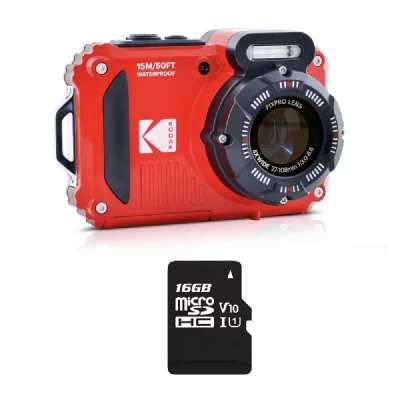  Pack Kodak PIXPRO WPZ2 Appareil Photo Num&eacute;rique Sous-Marin 15m 16MP WiFi Rouge + 1 Carte SD 16Go
