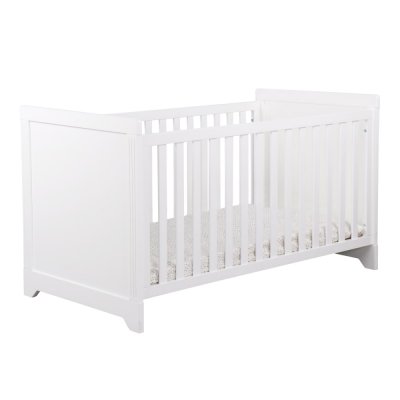 ID KIDS Pack lit b&eacute;b&eacute; avec matelas bois massif blanc 70x140 cm