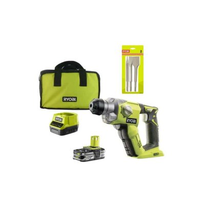 RYOBI Pack Marteau perforateur 18V OnePlus - 1 batterie LithiumPlus 2.5Ah - Kit 3 burins SDS+ - RAKSPC03