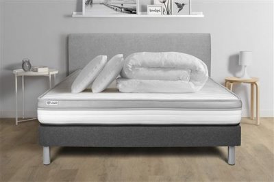 VITALIT Pack matelas mousse + sommier 140x190 cm + couette + 2 oreillers  - VITAL RELAX