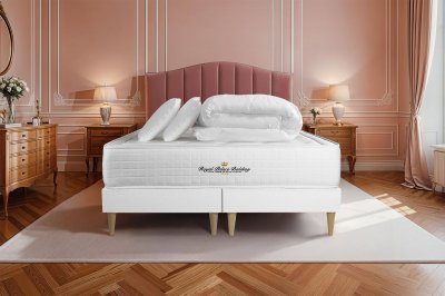 ROYAL PALACE BEDDING Pack matelas sommier Blanc Buckingham M&eacute;moire de forme avec 2 oreillers et couette