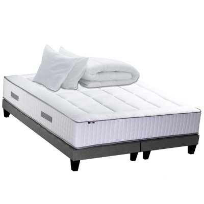 I D LITERIE Pack matelas sommier oreiller couette 160x200
