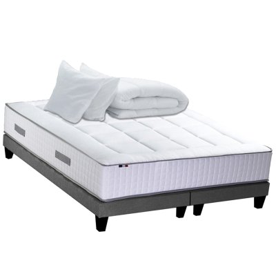 I D LITERIE Pack matelas sommier oreiller couette 180x200
